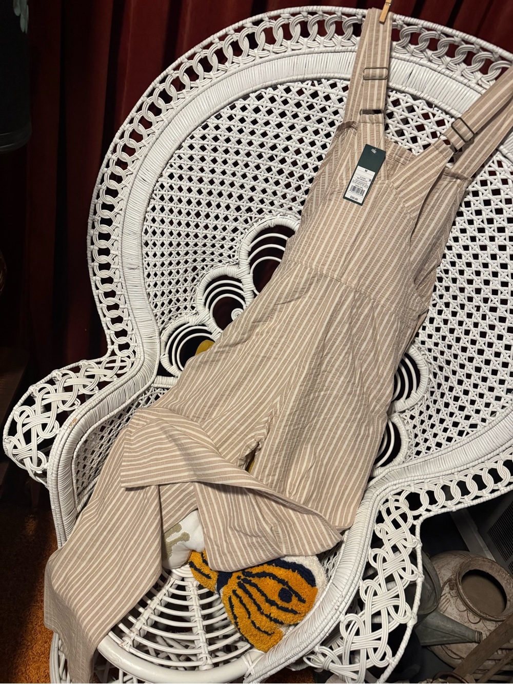 Wild Fable Beige Striped Cotton Overalls - Picture 10 of 11
